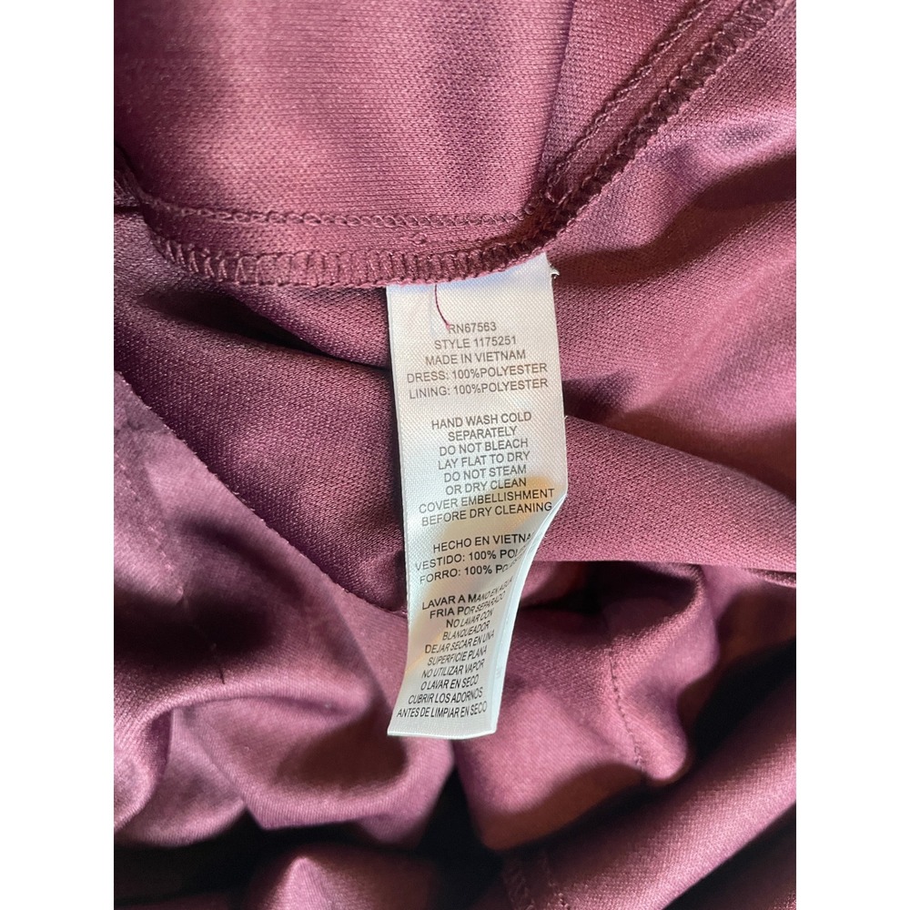 SLNY Tiered Chiffon Dress Women 14 Plum New Rhinestone V-Neck - Picture 3 of 6
